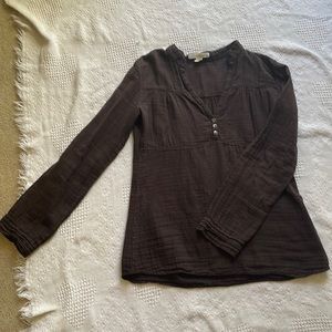 STEWART+BROWN ORGNC. Medium. Hobo-Long-Sleeve. V scoop. Brown.